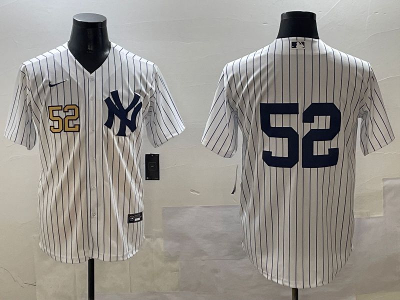 Men New York Yankees #52 No Name White Stripe Game 2025 Nike MLB Jersey style 2